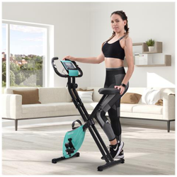 Cyclette Magnetica Pieghevole X-bike Con Sedile Imbottito E Console Lcd, Cyclette Indoor Per Cardio Gym, Tiffany Blu precio