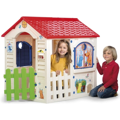 Casa Casetta Bambini Esterno Giardino Plastica con Porta e Finestre 104x103x84cm