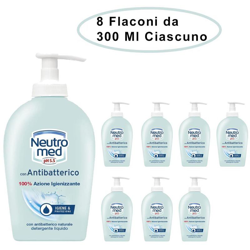 Neutromed detergente per mani con antibatterico 8 flaconi da 300 ml ciascuno precio