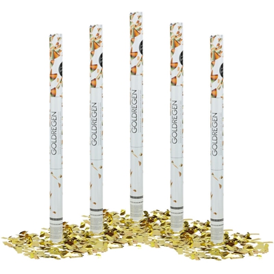 Set da 5 Cannoni Sparacoriandoli 80 cm, XXL, Gittata di 6-8 m, Idea Regalo per Matrimoni, Metallici, Oro