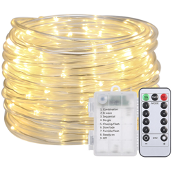 12 m / 39,4 piedi 7,2 W 12 LED luci stringa tubo dell'acqua alimentato a batteria con telecomando 8 modalita effetto luce IP65 impermeabile,bianco en oferta