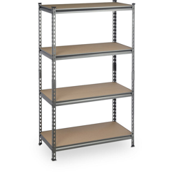 Scaffali in Metallo, 4 Ripiani, Fino a 1440 kg, Mobile per Garage, HLP: 153 x 91 x 46cm, Acciaio e MDF, grigio en oferta