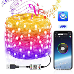 USB bluetooth stringa leggera decorazione natalizia stringa leggera bluetooth telefono cellulare APP 2 metri 20 luci características