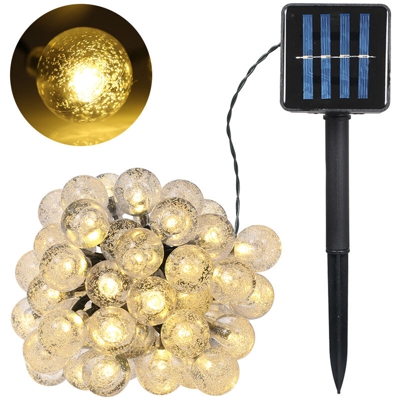 Catena luminosa a sfera a bolle solari 5 luci lunghezza totale 7 m IP65 impermeabile,bianco caldo - bianco caldo