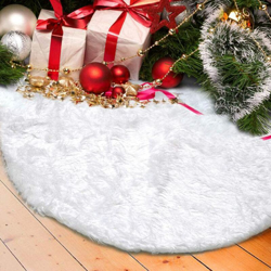 Gonna per albero di Natale in peluche, 122 cm Copri piedi in pelliccia sintetica bianca come la neve per decorazioni natalizie en oferta