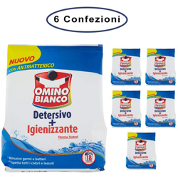 2 in 1 detersivo & igienizzante 6 confezioni da 1116 grammi - Omino Bianco en oferta