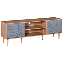 Mobile Tv Per Salotto Con 2 Armadietti Con Anta E Mensole, Per Tv Fino 60'', 160x39.5x55cm, Teak E Grigio características