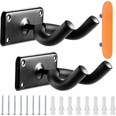 LITZEE Skateboard Wall Hanger Premium Ski Hanger e Guitar Hanger Rack da parete ben organizzato per chitarra, skateboard, longboard, sci, snowboard,