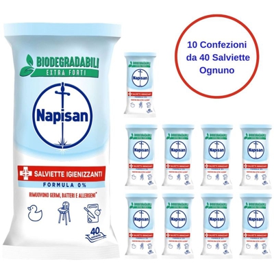 salviette igienizzanti formula 0 confezione da 10 pezzi da 40 salviette - Napisan