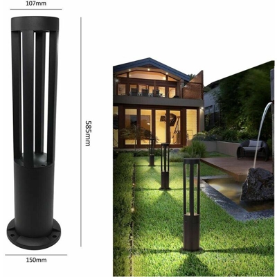 Universo - Lampione 12 W Led Luce Calda Lampada .lampione Da Terra Giardino Sterno Ip65 Nero