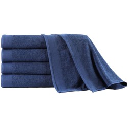 vidaXL Asciugamani Bagno Set 5 pz Cotone 450 gsm 100x150 cm Blu Marino - Blu en oferta