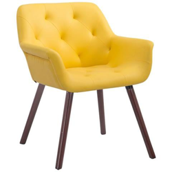 Sedia Poltroncina Cassidy con Fodera in Similpelle - Sedia Ospite rétro, Gambe in Legno - Sedia Poltroncina Sala Attesa Imbottita e con Braccioli Giallo Telaioo: Noce (Rovere) en oferta