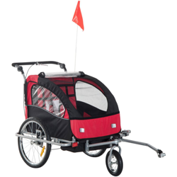 Rimorchio Passeggino porta-bimbo 2 in 1 per bicicletta jogging, Rosso e Nero - Easycomfort características