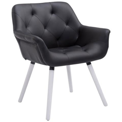 Sedia Poltroncina Cassidy con Fodera in Similpelle - Sedia Ospite rétro, Gambe in Legno - Sedia Poltroncina Sala Attesa Imbottita e con Braccioli Nero Telaio: Bianco (Rovere) precio