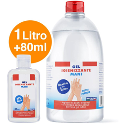 Bakaji - Gel Mani 1Lt Con Tappo + 80ml Tascabile Mani Pulite Elimina Batteri características