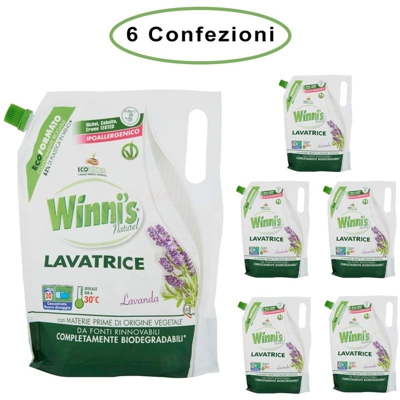 naturel detersivo per lavatrice ecoformato lavanda 6 confezioni da 1000 ml - Winni's