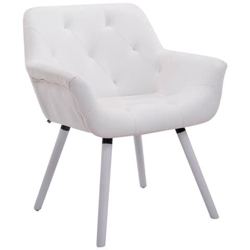 Sedia Poltroncina Cassidy con Fodera in Similpelle - Sedia Ospite rétro, Gambe in Legno - Sedia Poltroncina Sala Attesa Imbottita e con Braccioli Bianco Telaio: Bianco (Rovere) en oferta