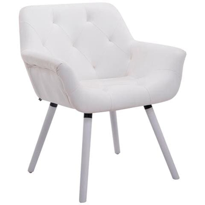 Sedia Poltroncina Cassidy con Fodera in Similpelle - Sedia Ospite rétro, Gambe in Legno - Sedia Poltroncina Sala Attesa Imbottita e con Braccioli Bianco Telaio: Bianco (Rovere)