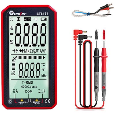 TOOLTOP ET8134 Multimetro portatile da 4,7 pollici con schermo LCD ad alta definizione Corrente continua Tensione Corrente Tensione CA Misurazione