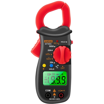 ANENG MT88A Clamp Meter Multimetro LCD Digital Universal Meter 1999 Conteggi Auto Range Handheld DC / AC Voltmetro Voltmetro 500A AC Corrente