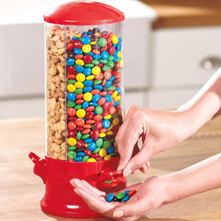 Bakaji - Dispenser Caramelle 3 Scomparti Distributore Dolci Frutta Secca Girevole Rosso precio