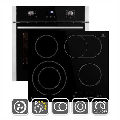 Forno Elettrico da Incasso EB8005ED Capacità 70 L Multifunzione Ventilato Colore Nero + Piano Cottura KFS59RL Elettrico 4 Zone