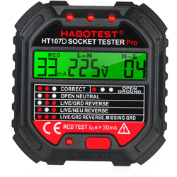 Tester per prese GFCI con display di tensione Tester per prese 90-250 V Rilevatore automatico di polarit - Habotest en oferta