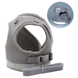 Imbracatura del petto dell'animale domestico, gilet del cane del guinzaglio, corda per cani riflettenti e traspirante, grigio xs en oferta