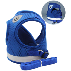 Imbracatura del seno dell'animale domestico, gilet del cane del guinzaglio, corda del cane riflettente e traspirante, blu l en oferta