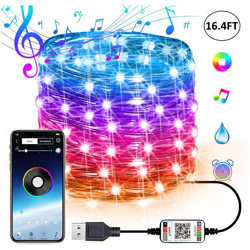 USB Bluetooth Music Music RGB Light with Light Catena Cellulare App Phone APP Rame Filo Ghirlanda Luce decorazione natalizia Ghirlanda leggera (USB características