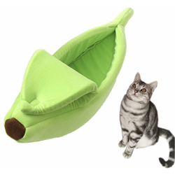 Pet Porto a pelo Forniture Forniture Chenil Banana Chat Chenil Winter Hot Sleep Sleep Sacco a pelo profondo per il gatto invernale invernale (verde-S) precio