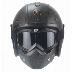 Casco da bicicletta casco moto casco da esterno cuffie da esterno casco handmade harley vintage moto elettrico a 3/4 mezza casco in pelle, (classico en oferta