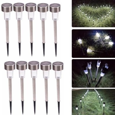 10 Lampade da Giardino ricarica solare Paletti solari Tecnologia LED Luce Bianca