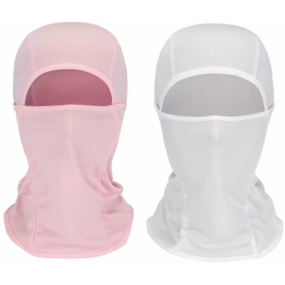 2 pezzi di maschera facciale in bicicletta da esterno rampicante tattico tattico tattico moto traspirante sottile (bianco + rosa) -