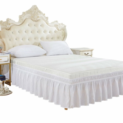 Gonna da letto in poliestere elastico volante, gonna elastica, gonna letto, gonna letto (crema bianca: 78 * 80 + 15 pollici