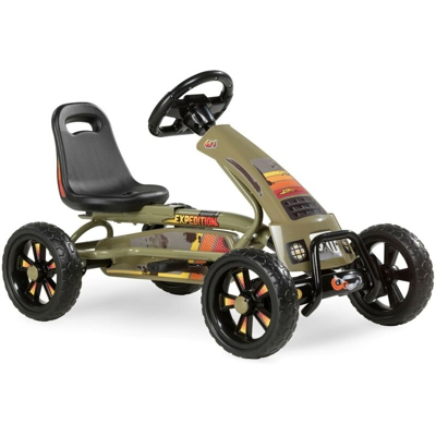 SOLO Go-kart a pedali con sedile regolabile - verde scuro. Struttura leggera e robusta. Quattro solidi pneumatici EVA che non si forano. Con