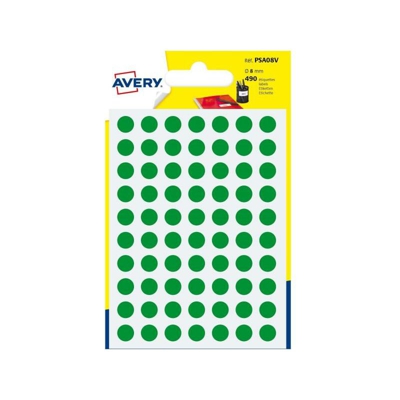 Avery PSA08V etichetta autoadesiva Verde Cerchio Permanente 490 pezzo(i)