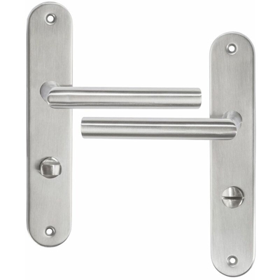 Maniglie per porte con placca WC - destra - argento