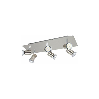 Plafoniera a 6 luci, GU10, in acciaio inox spazzolato, IP20, orientabile, 6 faretti rettangolari, 230 V