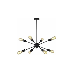 Lampada da soffitto vintage moderna 8 fiamme, lampada a sospensione in metallo nero per sala da pranzo, camera da letto, soggiorno, cucina, en oferta