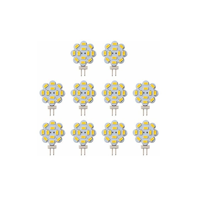 Confezione da 10 lampadine LED G4 da 2 W, 5730, 12 SMD, G4 Bi-Pin, 240 lumen, non dimmerabili, 12 V DC, 2700 K, luce bianca calda - GLL