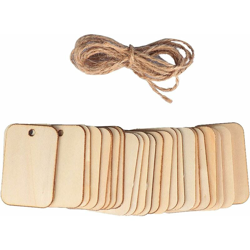 LITZEE Trucioli di legno, Etichette di legno, Etichette regalo, Etichetta di legno rettangolare, Trucioli di legno naturale fai-da-te, Decorazioni en oferta