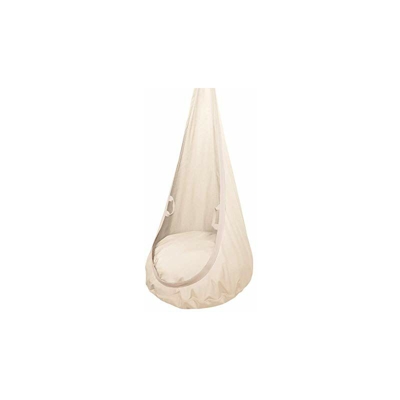 Altalena in cotone beige | Altalena naturale per bambini con manici in materiale | Poltrona pensile per bambini con imbottitura in silicone | 100%