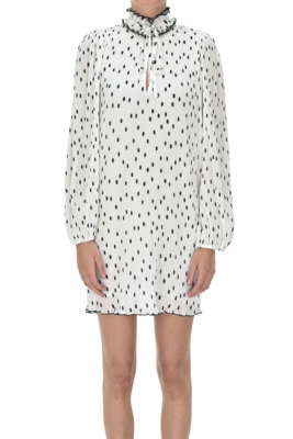 Polka dot print crepè mini dress