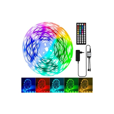 Striscia LED da 20 m/65,6 Ft, con telecomando a 44 tasti, con musica, RGB cambiacolore, illuminazione LED 5050, per cucina, camera da letto, casa e