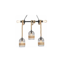 Lampadario a sospensione in stile retrò, con corda e corda regolabile, in altezza regolabile, stile vintage, in acciaio e legno, incluso E27 en oferta