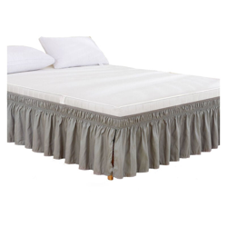 Gonna da letto in poliestere elastico volante, gonna elastica, gonna letto, gonna letto (grigio chiaro: 78 * 80 + 15 pollici precio