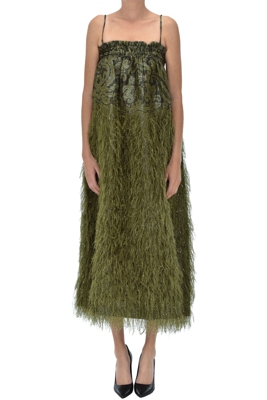 Fringed jacquard fabric dress