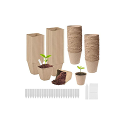 TVPMI Set da 100 vasi da coltivazione biodegradabili da 3 pollici con etichette vegetali Garden Eco-Friendly Organic biodegradabili per la características