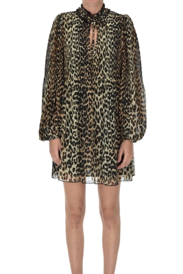 Animal print crepè mini dress